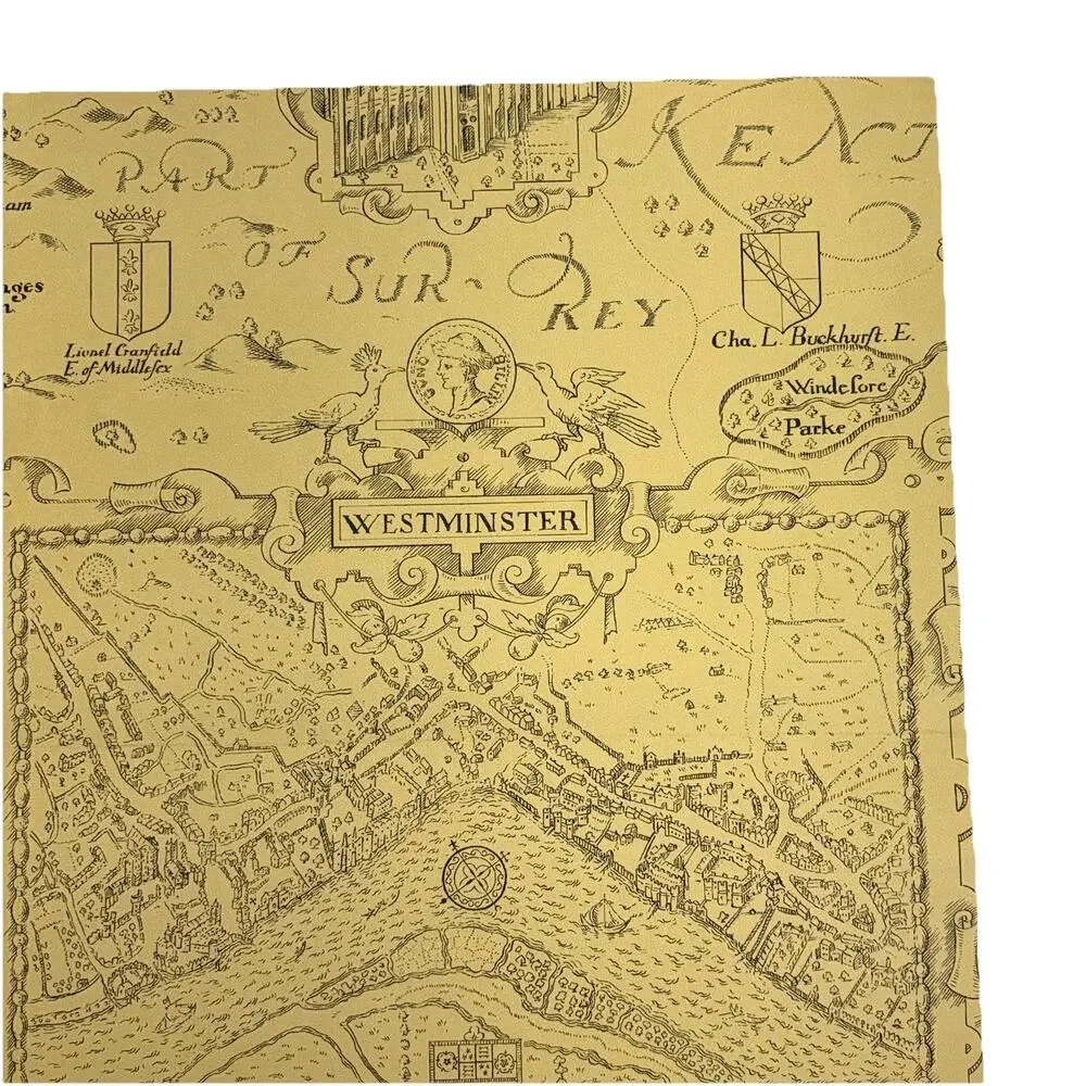 THIBAUT London Map TABACCO Sample Sheet 13.25” x 17.5” Pattern 839-T-6010